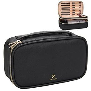 Makeup Brush Cosmetic Organizer Portable 2 layer Small Makeup Pouch with Carry H